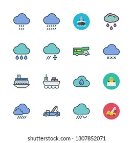 heavy icon set. vector set about ship, rain, bulldozer and crane icons set.
