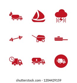 heavy icon. heavy vector icons set oil truck, pan, fast delivery truck and ship