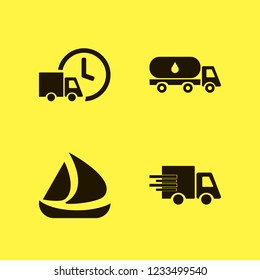 heavy icon. heavy vector icons set ship, oil truck and fast delivery truck
