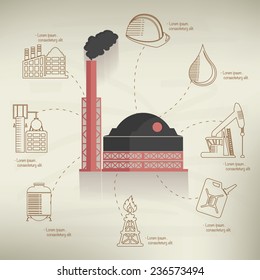 Heavy industry design,info graphic on old paper background,clean vector