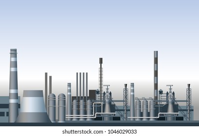 Fábrica industrial pesada. Ilustración de vectores aislada en fondo blanco