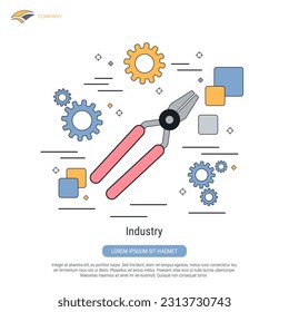 Heavy industry flat contour style vector concept illustration