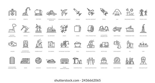 Heavy industry icons. Vector illustration