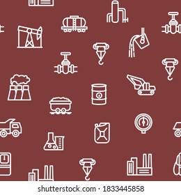 Heavy Industry Thin Line Concept Seamless Pattern Background Include of Factory, Truck, Excavator and Pipe. Vector illustration of Icons
