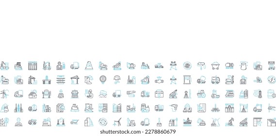 Heavy industry vector line icons set. manufacturing, smelting, mining, power, construction, engineering, steel illustration outline concept symbols and signs