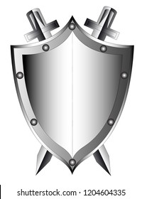 heavy iron shield and sword emblem