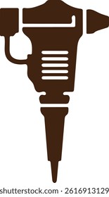 heavy jackhammer tool silhouette, construction demolition tool vector icon, industrial jackhammer outline