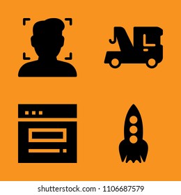 heavy, jib, loader and boom icons set. Vector illustration for web and design