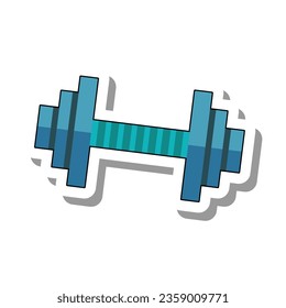 Heavy kettle bell dumbbell vector. Equipment for muscle training or fitness in gym. Sports goods for active sports and body strengthening concept. Flat paper sticker icon isolated on white background