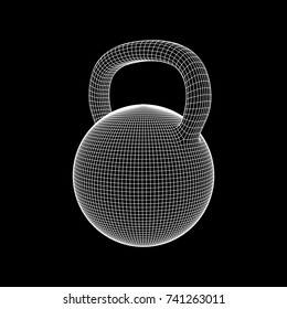 Heavy kettle bell. Wireframe mesh vector. Modern sport fitness concept