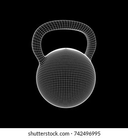 Heavy kettle bell. Wireframe mesh vector. Modern sport fitness concept
