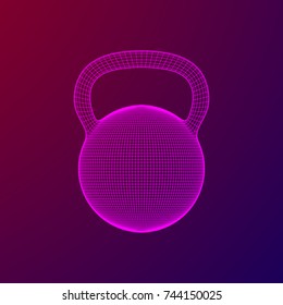 Heavy kettle bell. Wireframe mesh vector. Modern sport fitness concept