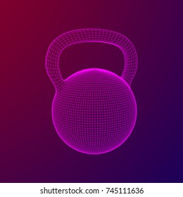Heavy kettle bell. Wireframe mesh vector. Modern sport fitness concept