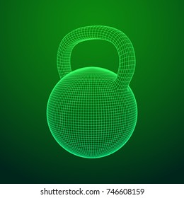 Heavy kettle bell. Wireframe mesh vector. Modern sport fitness concept