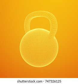 Heavy kettle bell. Wireframe mesh vector. Modern sport fitness concept