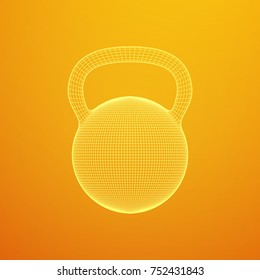 Heavy kettle bell. Wireframe mesh vector. Modern sport fitness concept