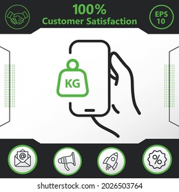 heavy, kilogram, weight, kilo in phone vector icon graphic elements for your work - Modern design