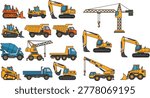 Heavy Lifting Cranes Mobile Crane Truck Vector Illustration.eps