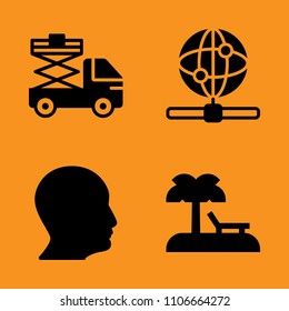 heavy, lifting, sea and person icons set. Vector illustration for web and design