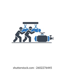 Heavy Lifting Workers Icon On White Background