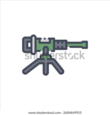 Heavy machine gun filled outline icon. Heavy machine gun color line illustration.
