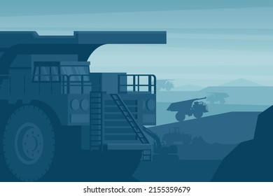 Heavy Machinery Background Mining Truck, Excavator, Front Loader, Working In The Mining Industry