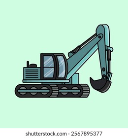 Heavy Machinery Blue Excavator Illustration