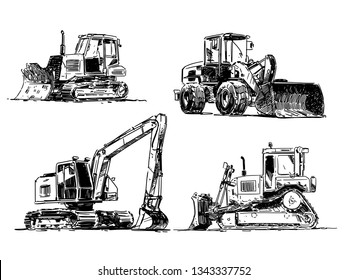 Heavy Machinery. Building Machines. Excavator, bulldozer, Loader