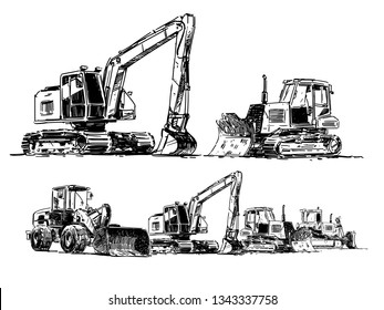 Heavy Machinery. Building Machines. Excavator, bulldozer, Loader