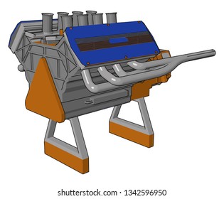 El motor de maquinaria pesada se puede utilizar en vehículos de transporte como el de camiones de coches gran motocicleta, etc. es muy eficiente en la naturaleza dibujo de color vectorial o ilustración