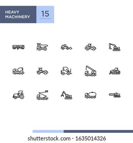 Heavy Machinery Icon Pack In Outline Style