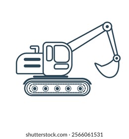 Heavy machinery icon set contains icons such as a dump truck, tractor, bulldozer, and excavator. Editable stroke