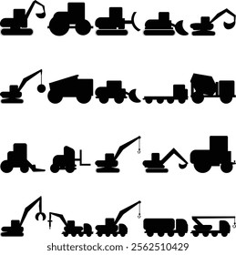 Heavy Machinery Silhouette illustration set