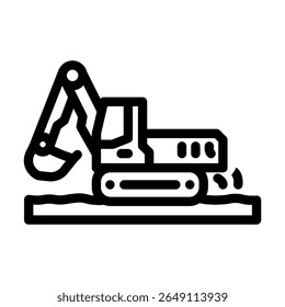 heavy machinery spilling oil line icon vector. heavy machinery spilling oil sign. isolated contour symbol black illustration