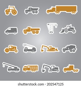 heavy machinery stickers set eps10