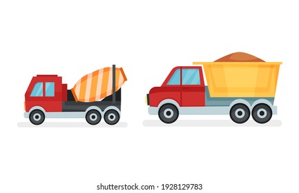 Heavy Machinery or Transport for Construction Work Vector Set