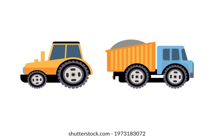 Heavy Machinery or Transport for Construction Work Vector Set
