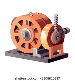 Heavy machinery turning steel wheels in factory isolated