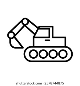 Heavy Machinery Vector Line Icon Design