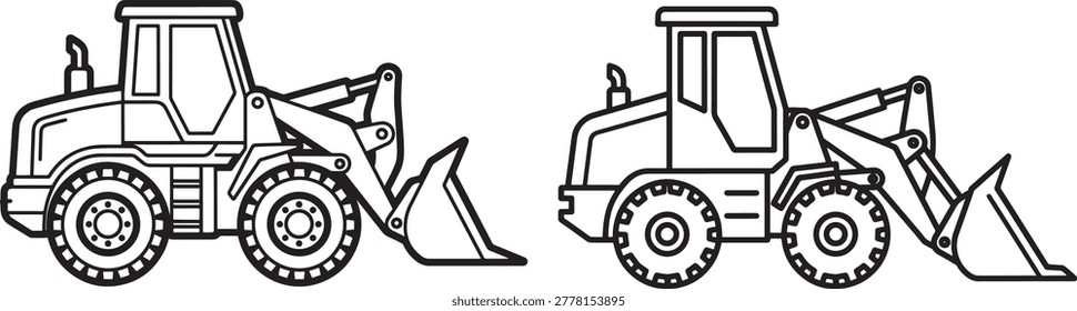 Heavy machinery, wheel loader, construction vehicle, excavation equipment.