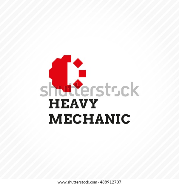 Heavy Mechanic Logo design template.\
Vector auto logotype for repair service and maintenance business.\
Gear icon. Car garage label with tools\
silhouette.