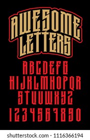 Heavy metal alphabet. Brutal font. Typography for labels, headlines, posters etc. 