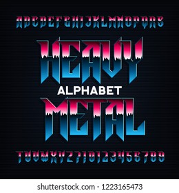 Heavy Metal Alphabet Font. Metal Effect Beveled Letters, Numbers And Symbols. Stock Vector Typescript For Your Design.