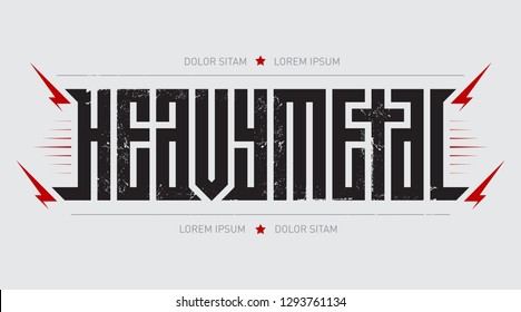 Heavy metal - brutal font for labels, headlines, music posters or t-shirt print. Horizontal label.