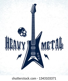 Heavy Metal Emblem Electric Guitar Vector Stock Vector (Royalty Free ...