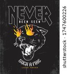 Heavy metal fire printing poster tee design. Rock and roll band. Legend Black Panther. Legendary Typography Graphics. T-shirt Printing Design. Concept in vintage graphic style for print production.