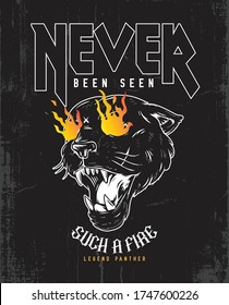 Heavy metal fire printing poster tee design  Rock   roll band  Legend Black Panther  Legendary Typography Graphics  T  shirt Printing Design  Concept in vintage graphic style for print production 
