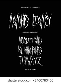 Heavy metal font Againts legacy typography vector punk rock hardcore dark music typerface editable