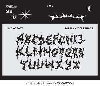 Heavy metal font sickopat typography vector punk rock hardcore dark music typerface editable