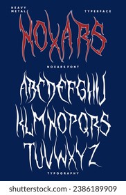 Heavy metal font typerface alphabet font vector custom rock music poster